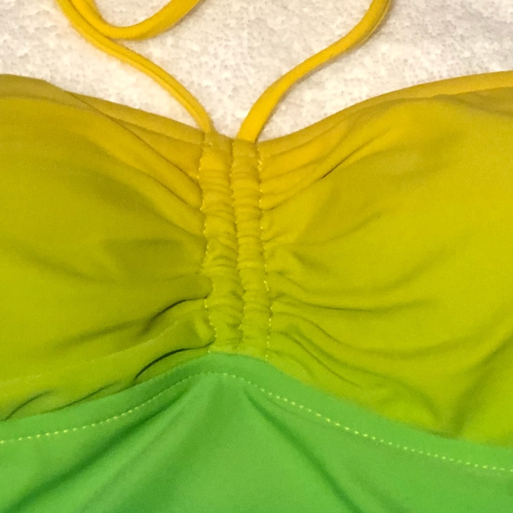 NWT-RALPH LAUREN Yellow/Green/Blue tankini top XS - Picture 2 of 7